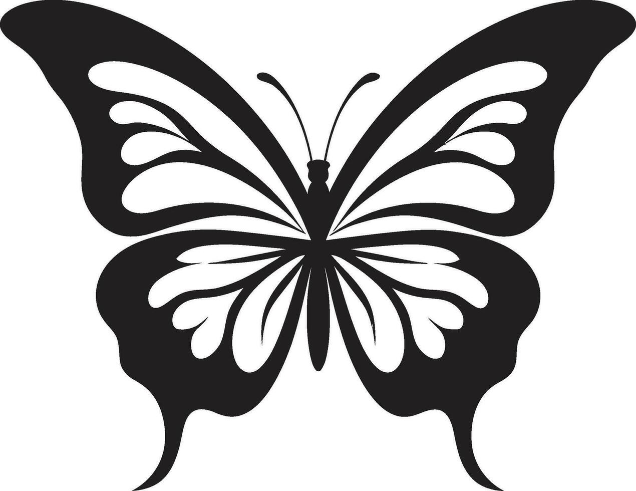 Wings of Elegance Black Butterfly Emblem Noir Beauty Takes Flight Butterfly Symbol vector