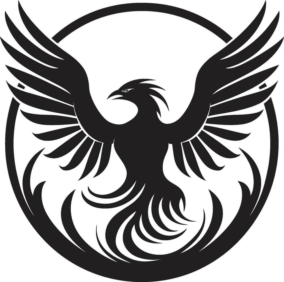 Ethereal Feathered Emblem Noir Phoenix Rising vector