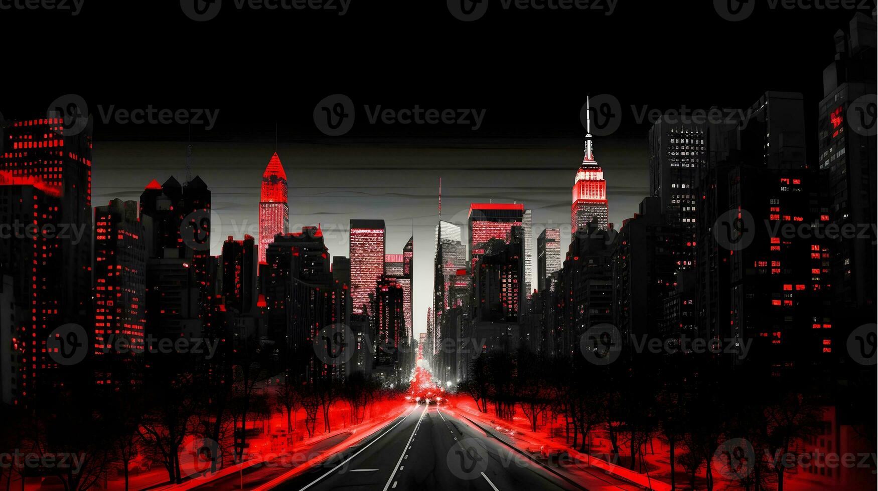 architecture abstract cityscape buildings with skyscrapers generative AI. urban background modern design structure construction exterior city illustration architectural facade window downtown. photo
