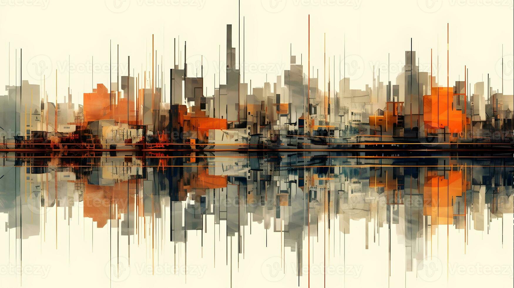 architecture abstract cityscape buildings with skyscrapers generative AI. urban background modern design structure construction exterior city illustration architectural facade window downtown. photo