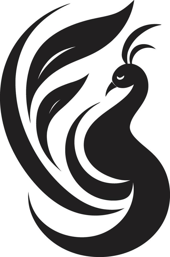 real resplandor pavo real emblema en vector de ébano elegancia negro pavo real icono diseño