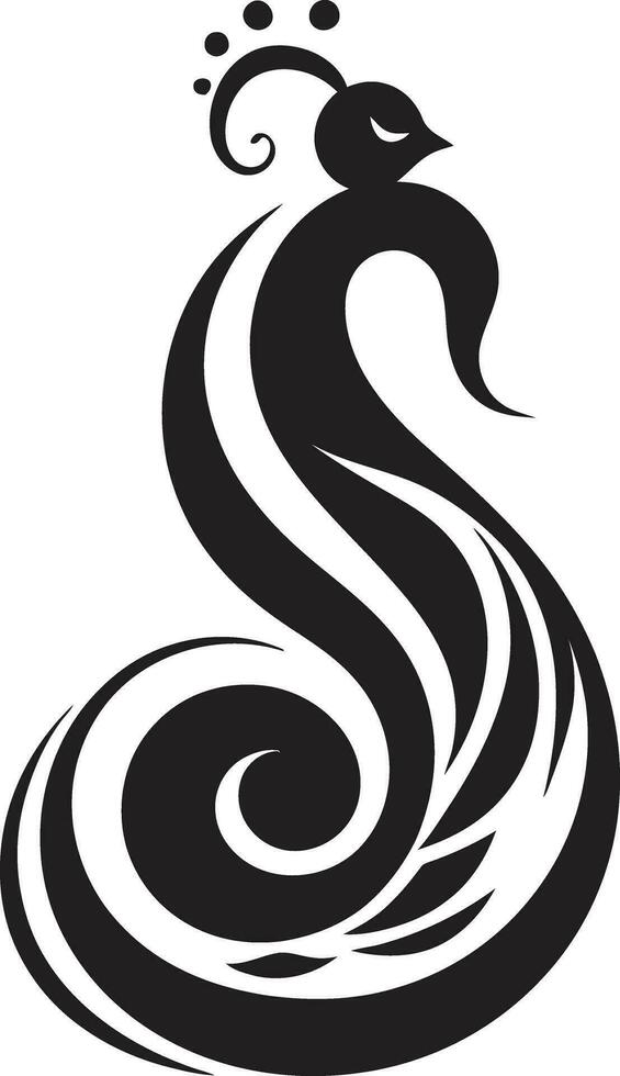 Shadowed Grace Black Peacock Symbol Regal Resplendence Peacock Emblem in Vector