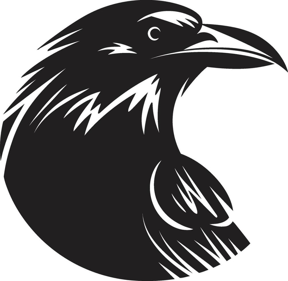 Abstract Black Crow Graphic Premium Raven Silhouette Insignia vector