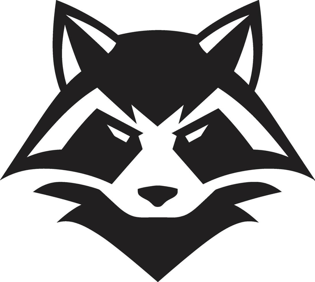 Graceful Black Raccoon Monogram Iconic Raccoon Crest vector