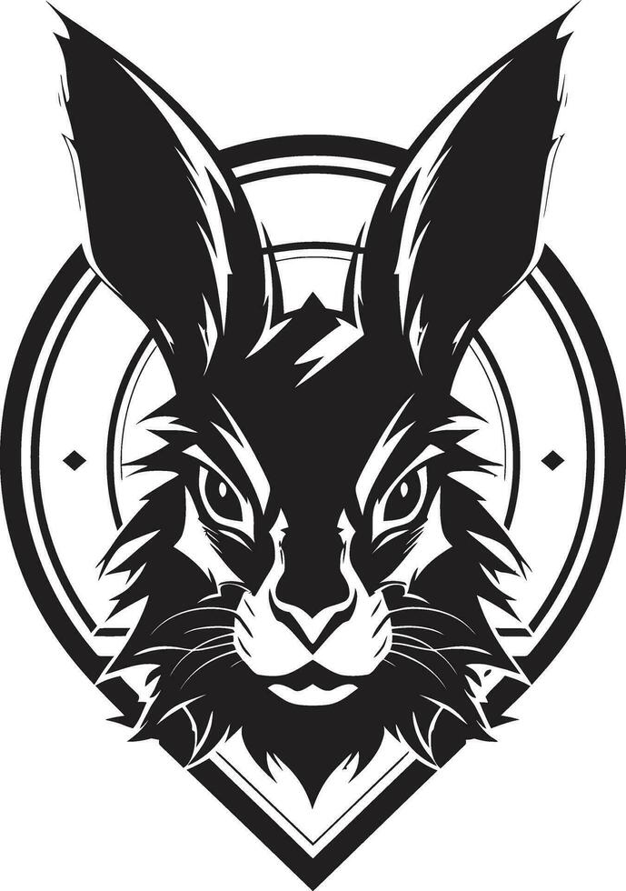 Intricate Black Bunny Crest Minimalistic Rabbit Mark of Excellence vector