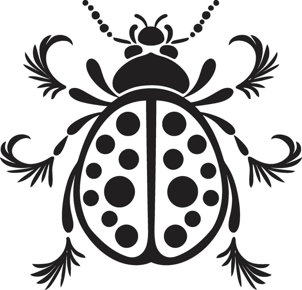 Sleek and Stylish Black Ladybug Emblem Abstract Ladybug Grace in Monochrome vector