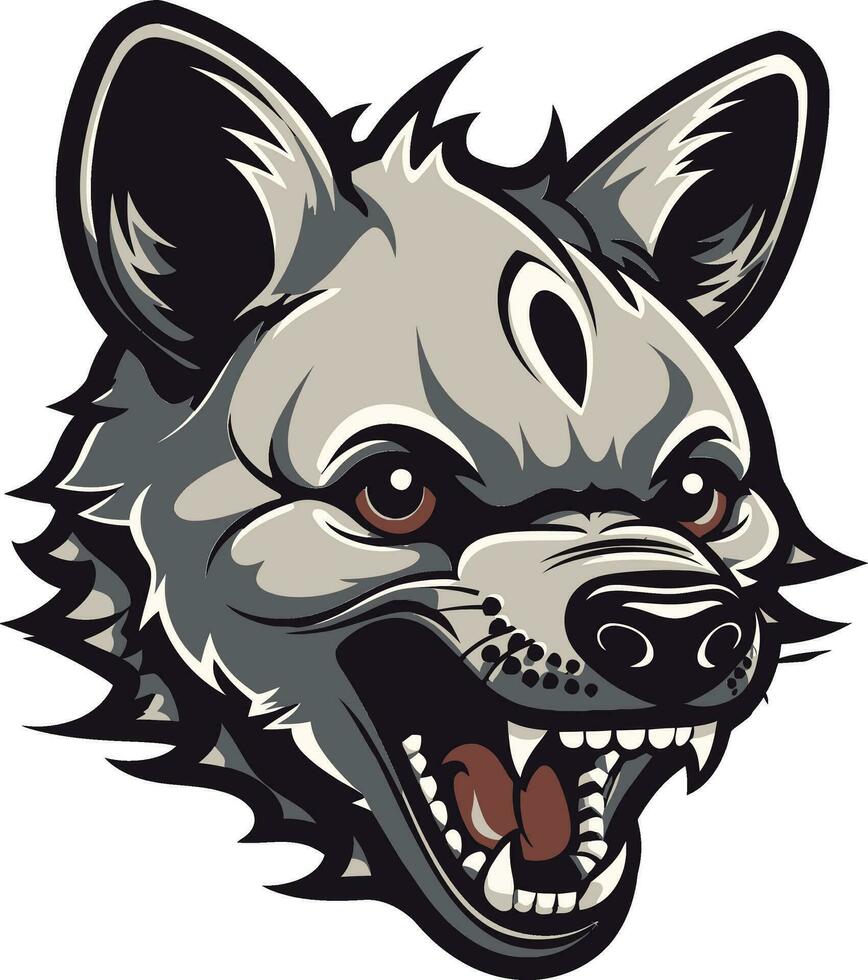 Geometric Ferocity Hyena Icon Stealthy Predator Bold Hyena Insignia vector