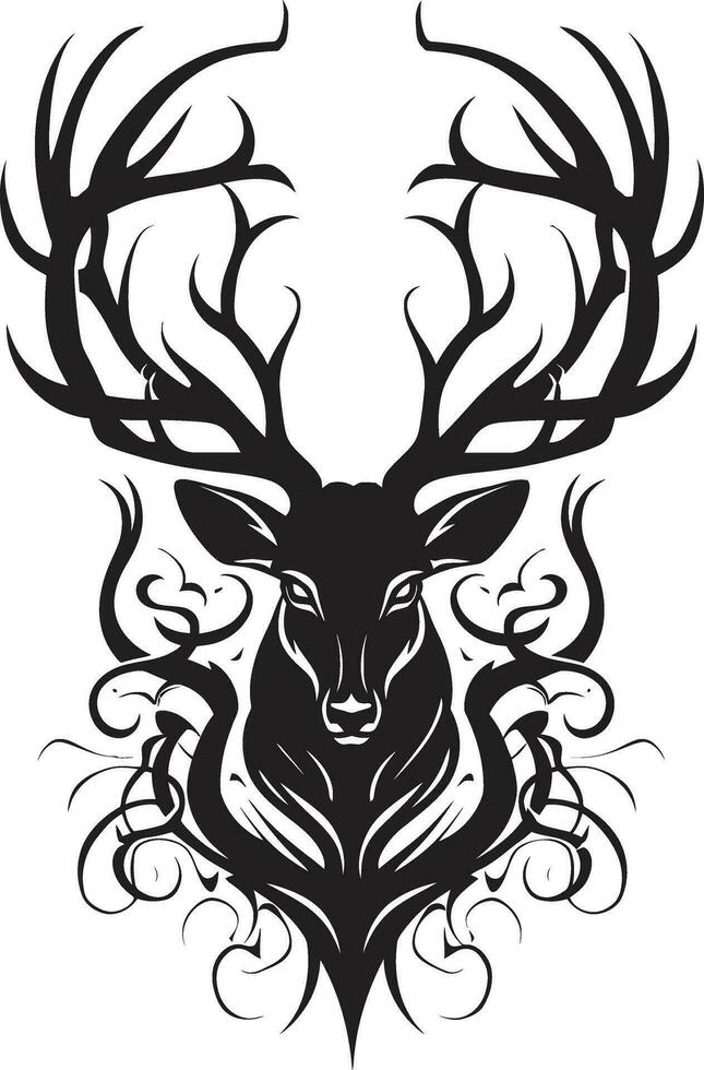 Symphonic Presence Black Vector Deer Emblems Majesty Sculpted Serenade Deer Icon in Noirs Beauty