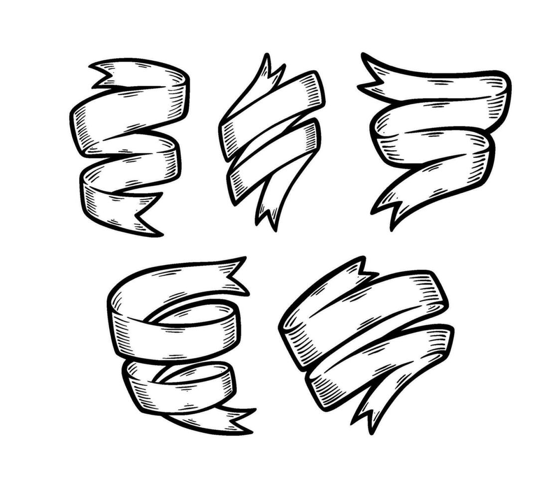 Hand Drawn Ribbon Collection vector