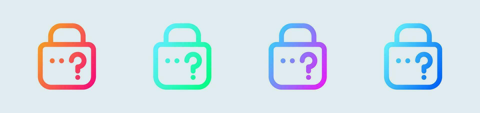 Forget line icon in gradient colors. Password signs vector illustration.