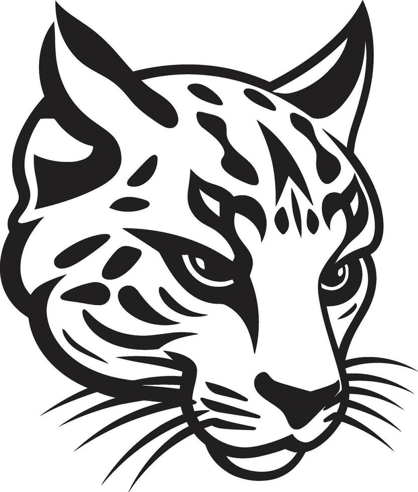 Ocelot Essence Black Vector Design Ink Black Predator Ocelot Icon in Vector