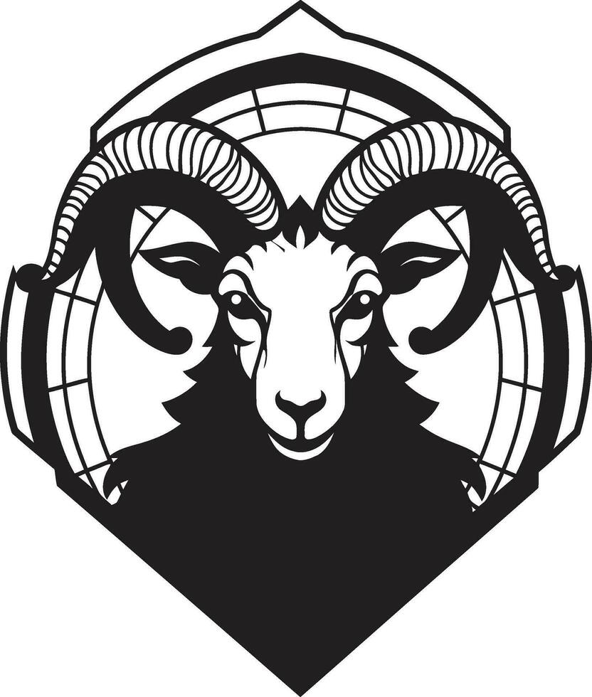 Sculpted Sheep Badge Graceful Grazers Vector Artistry Midnight Sheep Emblem