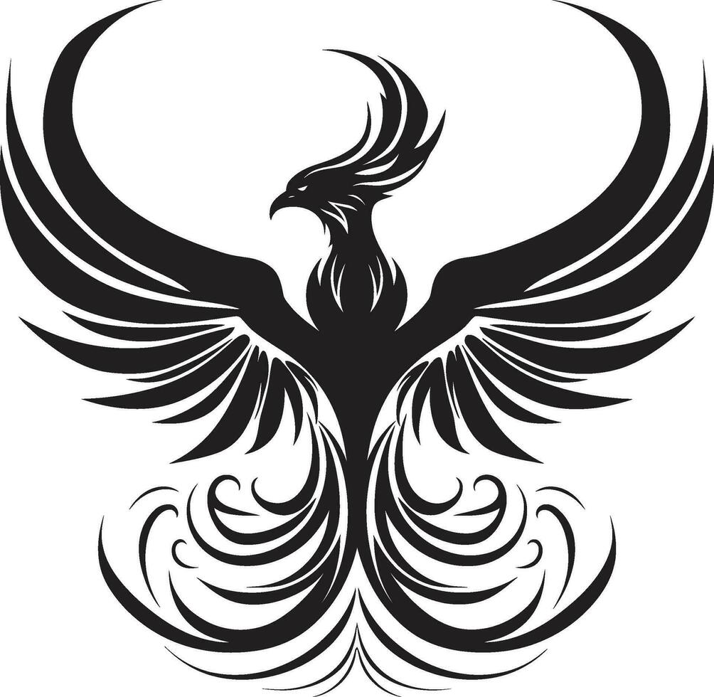 Regal Black Phoenix Profile Phoenix Feathers in Moonlight vector