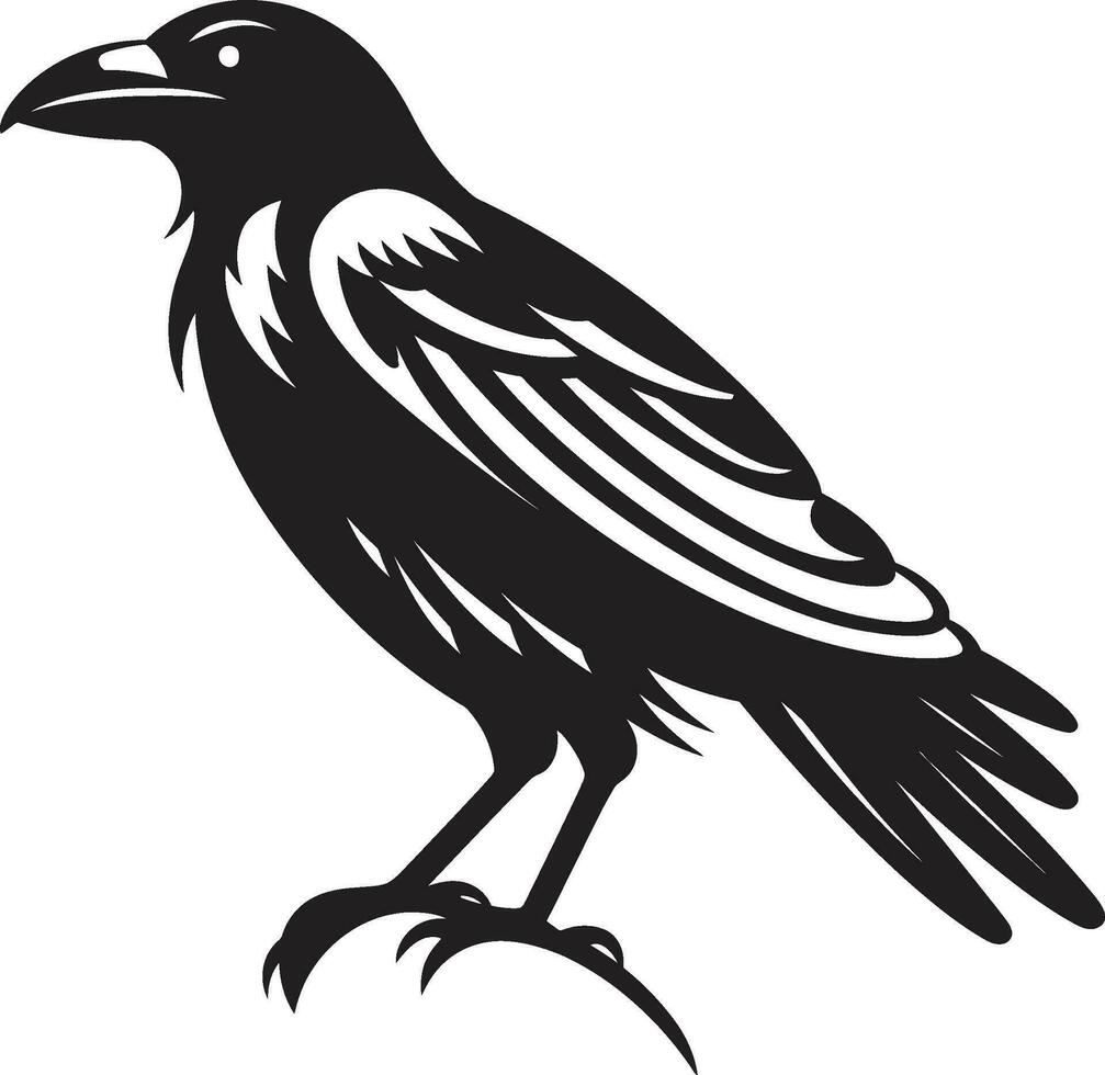 Mystical Black Raven Emblem Modern Raven Silhouette Logo vector