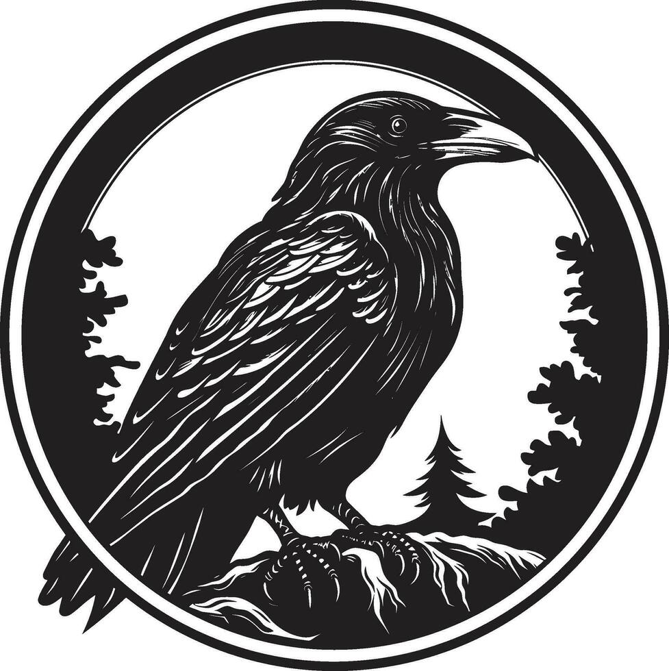 Minimalistic Crow Monogram Graceful Raven Silhouette Mark vector