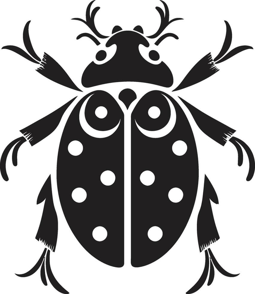 Simplicitys Whisper The Ladybugs Emblematic Geometric Symbol in Shadows Majestic Precision in Motion The Ladybugs Sleek Monochrome Insignia vector
