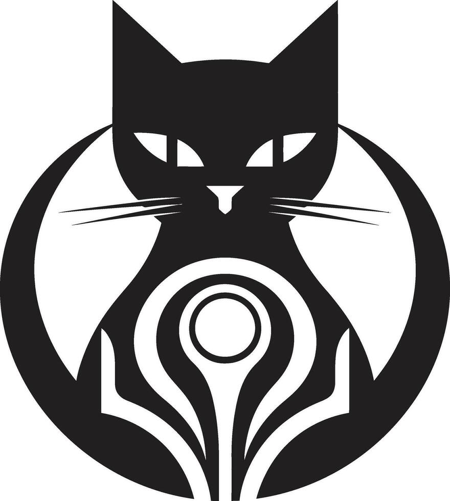 Sleek and Abstract Cat Design Monochromatic Feline Majesty vector
