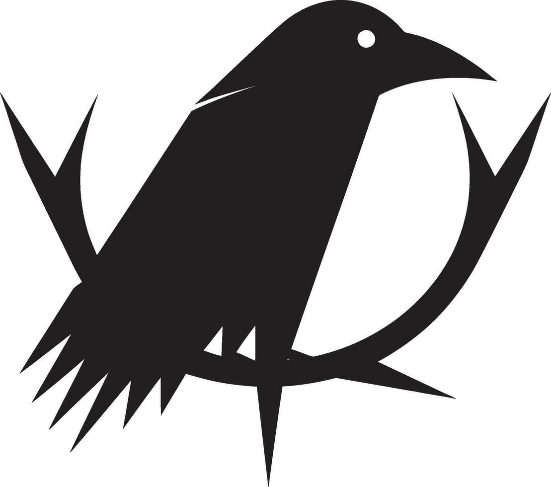 Minimalistic Crow Monogram Graceful Raven Silhouette Mark vector