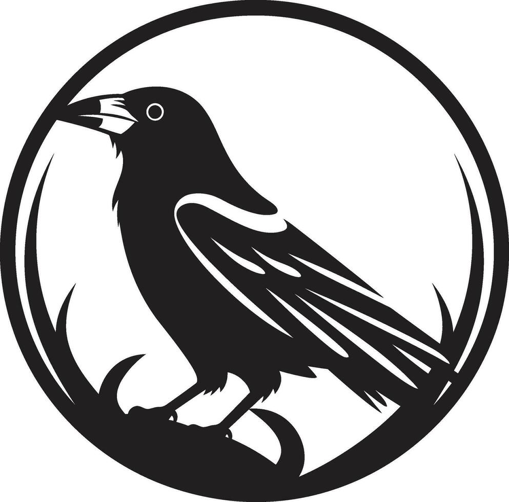 Graceful Black Bird Seal Abstract Raven Vector Insignia