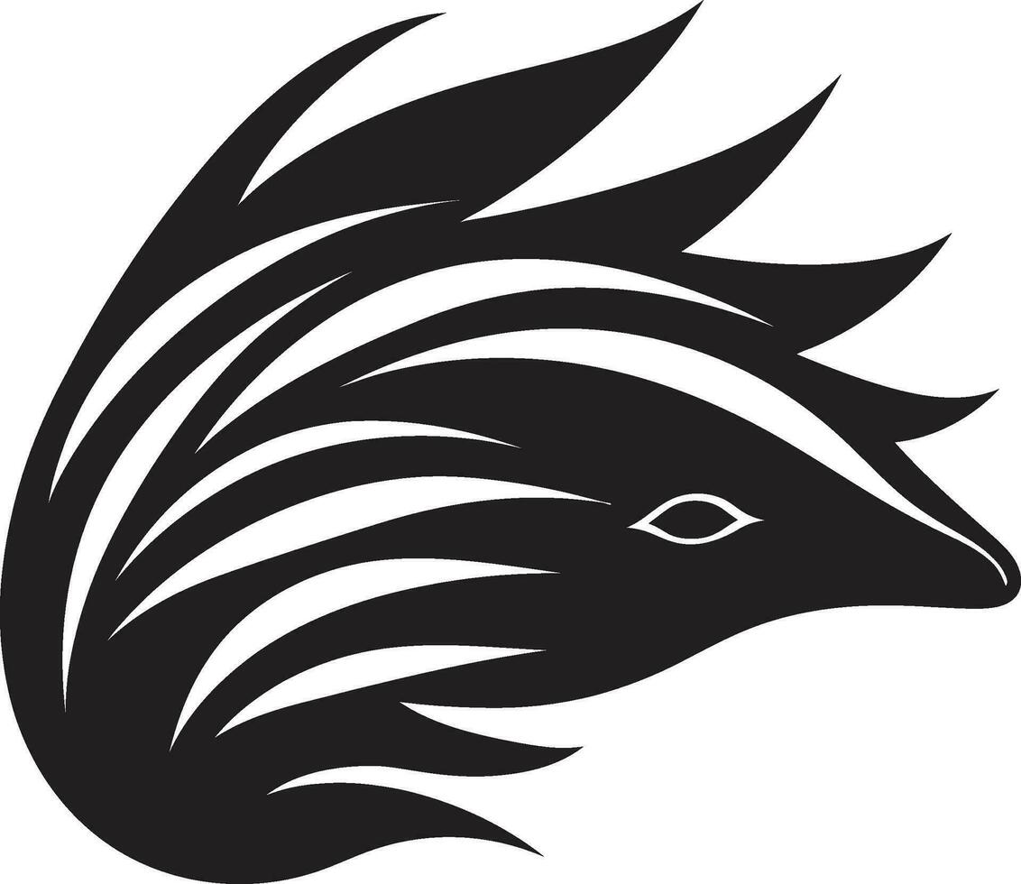 Midnight Elegance Prickly Silhouette Contemporary Hedgehog Mark in Shadows vector