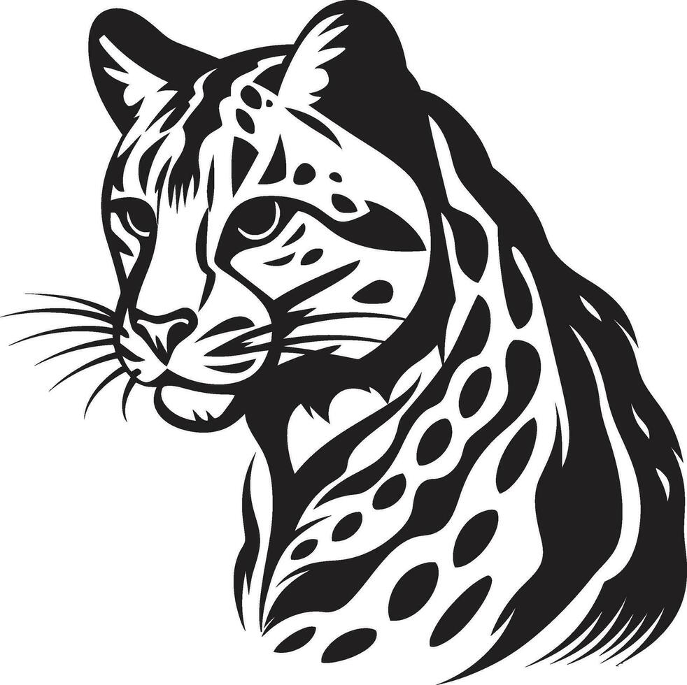 Elegant Pursuit Black Ocelot Symbol Silent Roar Ocelot Heraldry in Vector