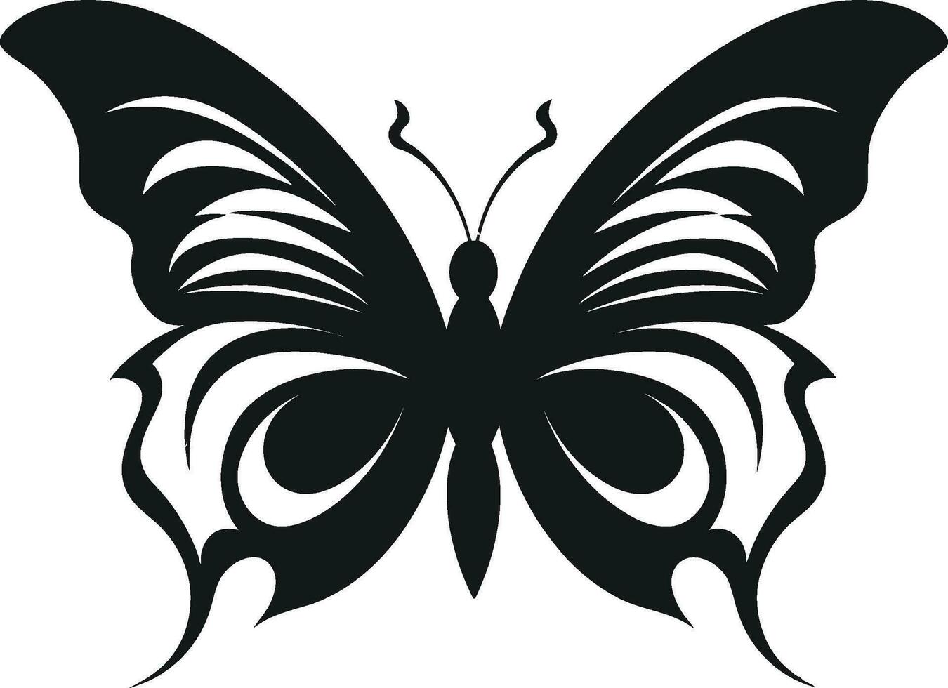 Monochromatic Beauty Black Vector Butterfly Wings of Intricacy Black Butterfly Mark