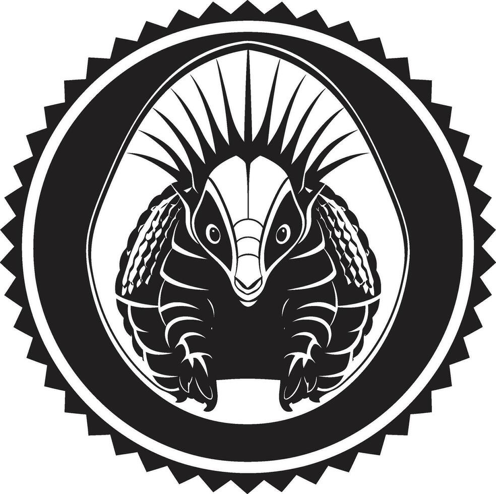 Black Armadillo Silhouette A Work of Art Elegant Resilience Black Armadillo Icon vector