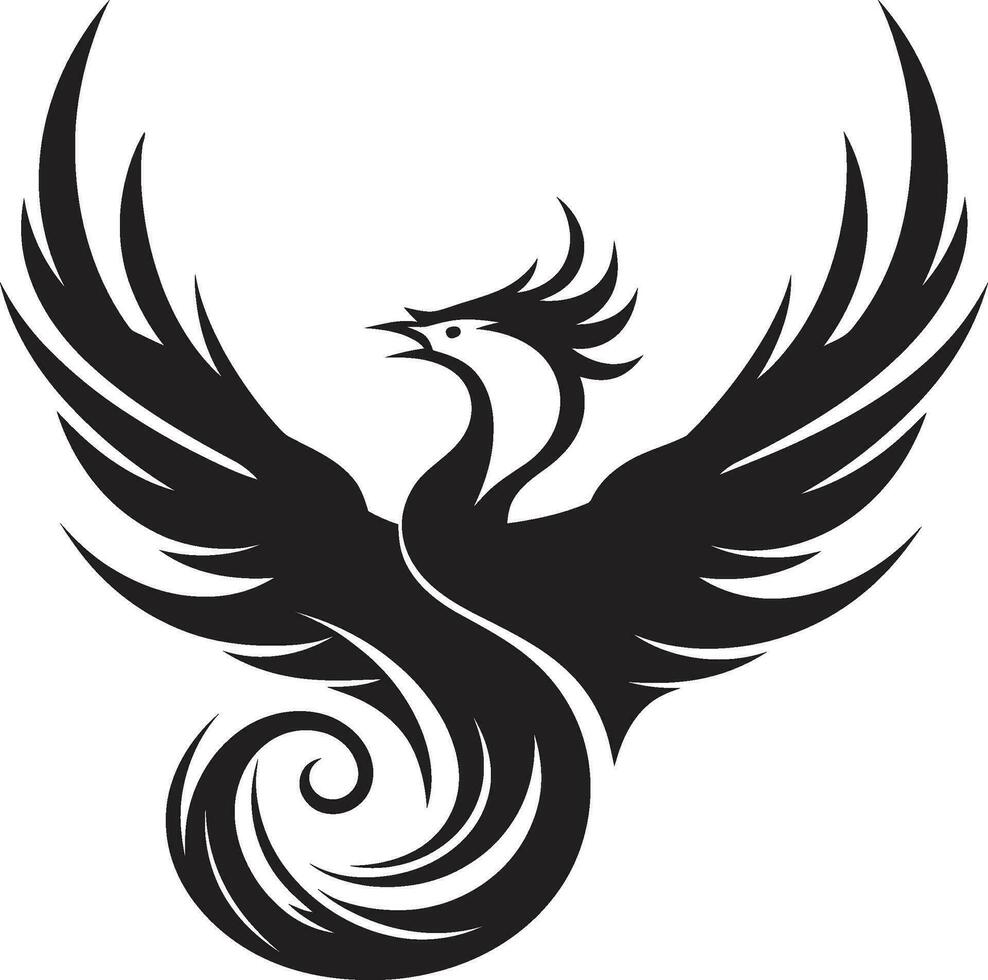 noir pájaro de fuego iconografía cósmico fuego logo marca vector