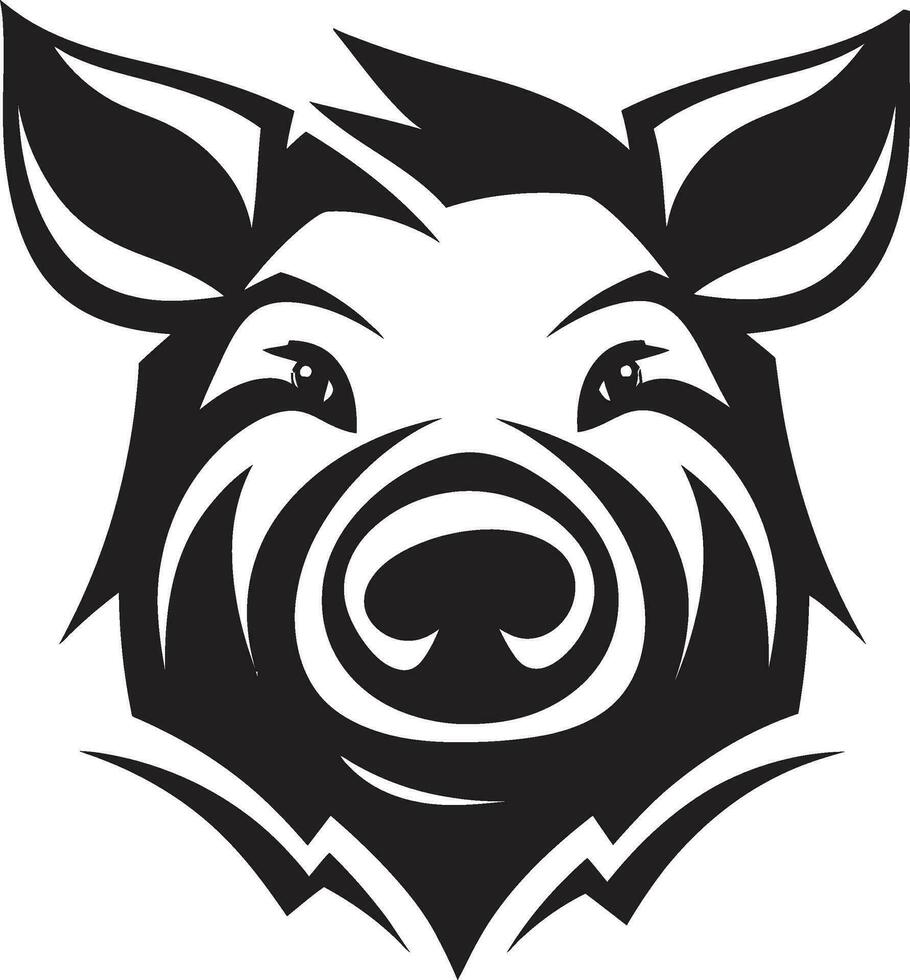 Minimalist Pork Badge Chic Black Hog Symbol vector