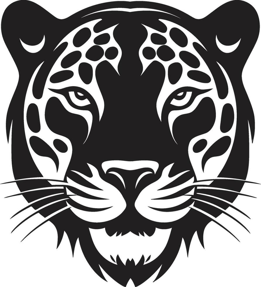 Artistic Jaguar Symbol Monochromatic Beauty Graceful Stride Vectorized Jaguar Crest vector