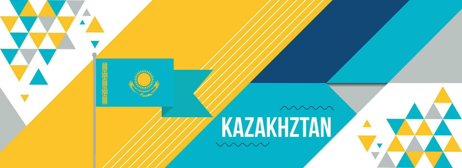Kazajstán nacional o independencia día bandera diseño para país celebracion. bandera de Kazajstán con moderno retro diseño y resumen geométrico iconos vector ilustración.
