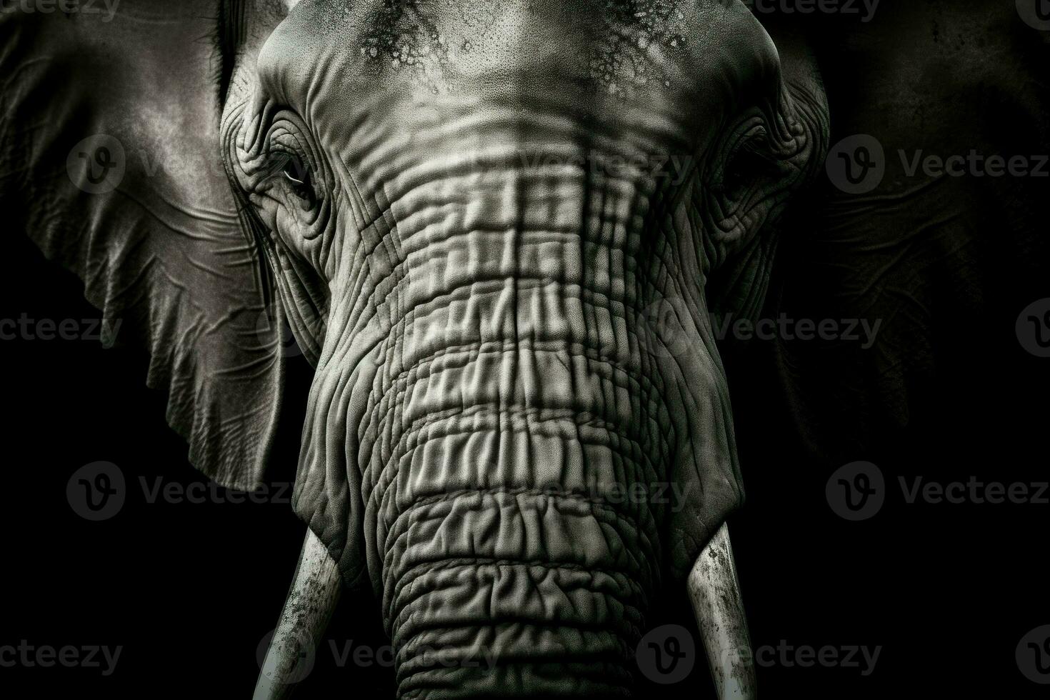 Striking Colorful elephant head closeup. Generate Ai photo