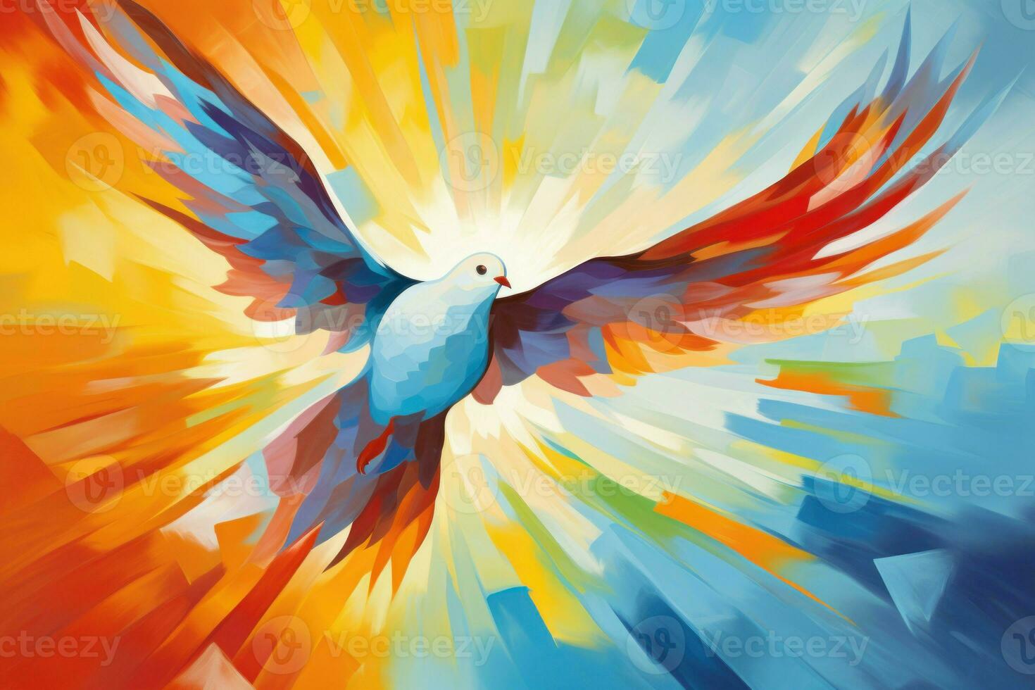 Divine Dove holy spirit fly. Generate Ai photo