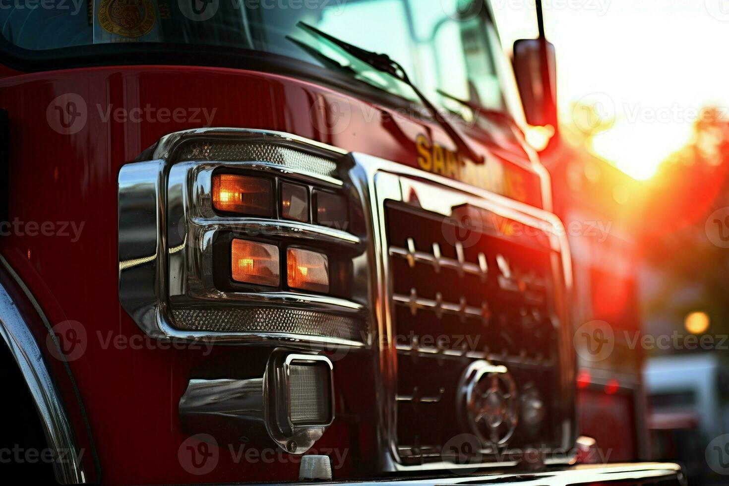 Life-saving Fire emergency truck. Generate Ai photo