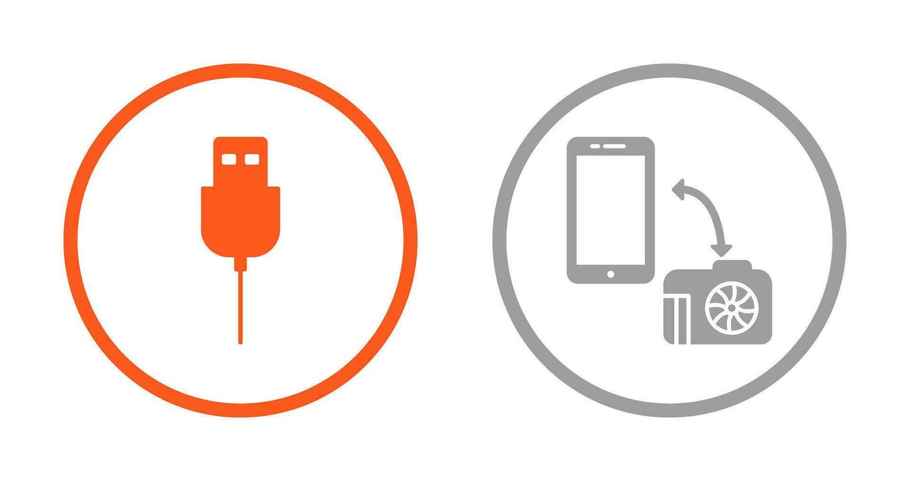 usb cable and transfer images Icon vector