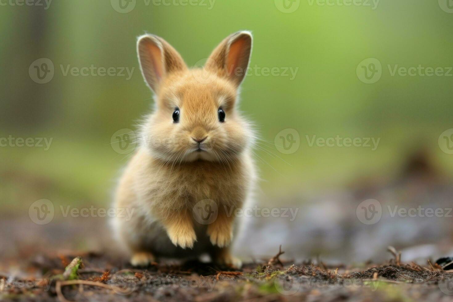 Fluffy Cute baby rabbit. Generate Ai photo