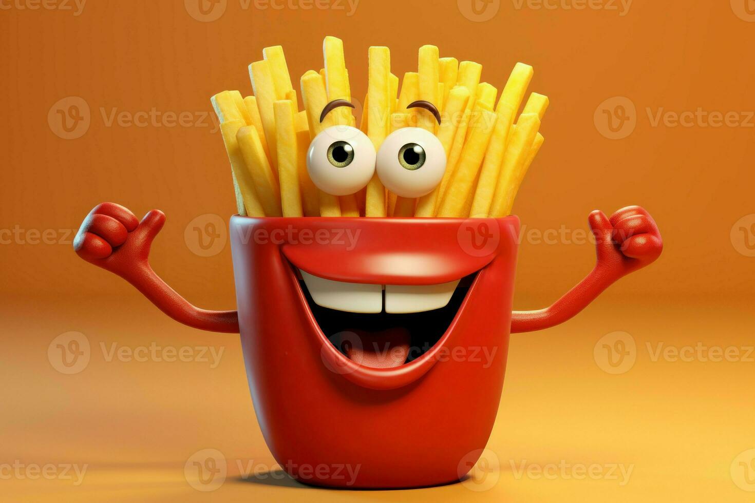 divertido sonriente papas fritas personaje. generar ai foto