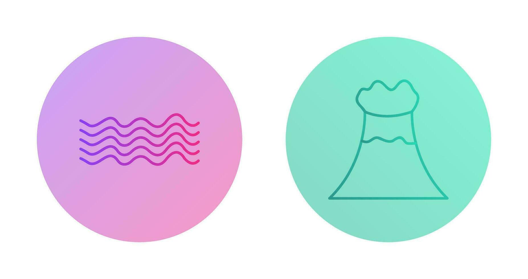 magnetic waves and volcano Icon vector