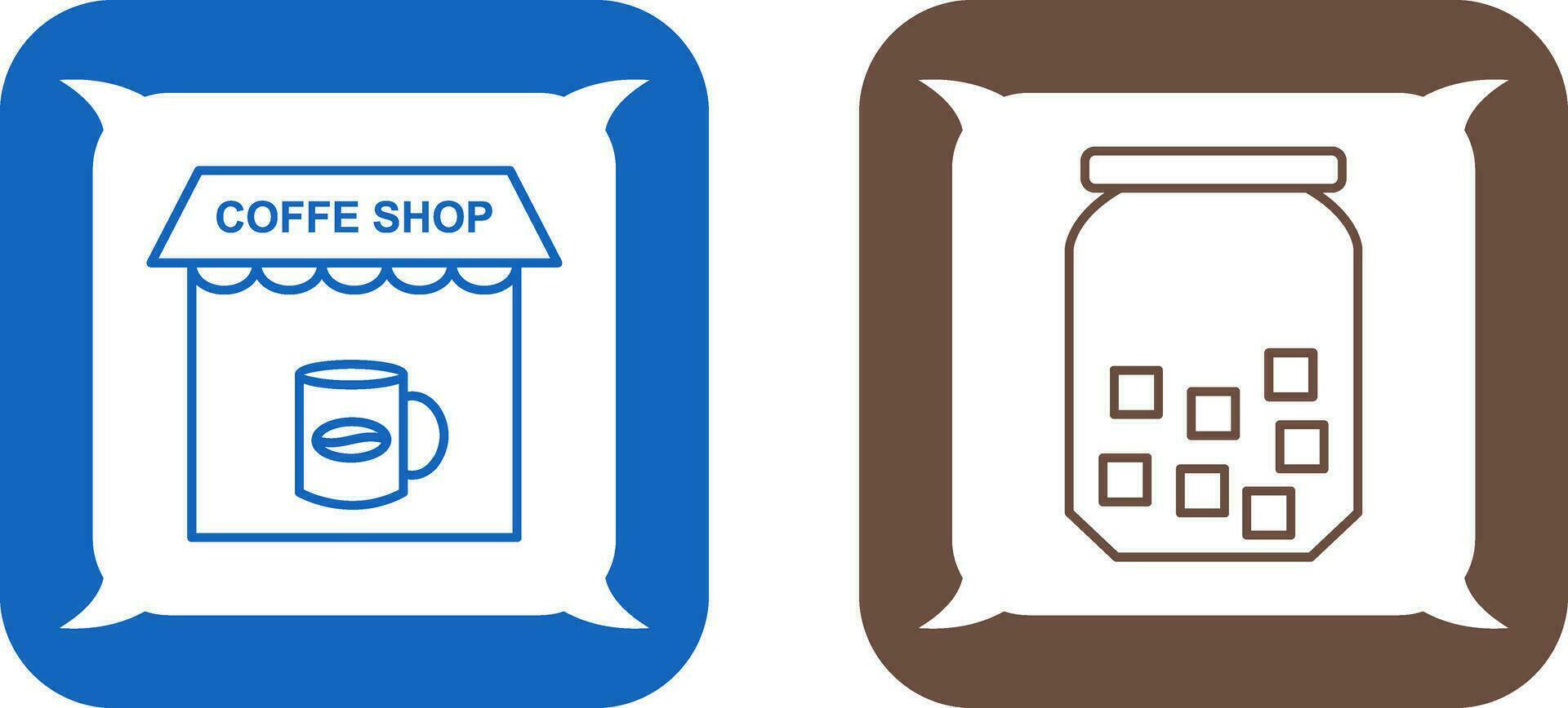 Coffee Shop And sugar Bottle  Icon vector