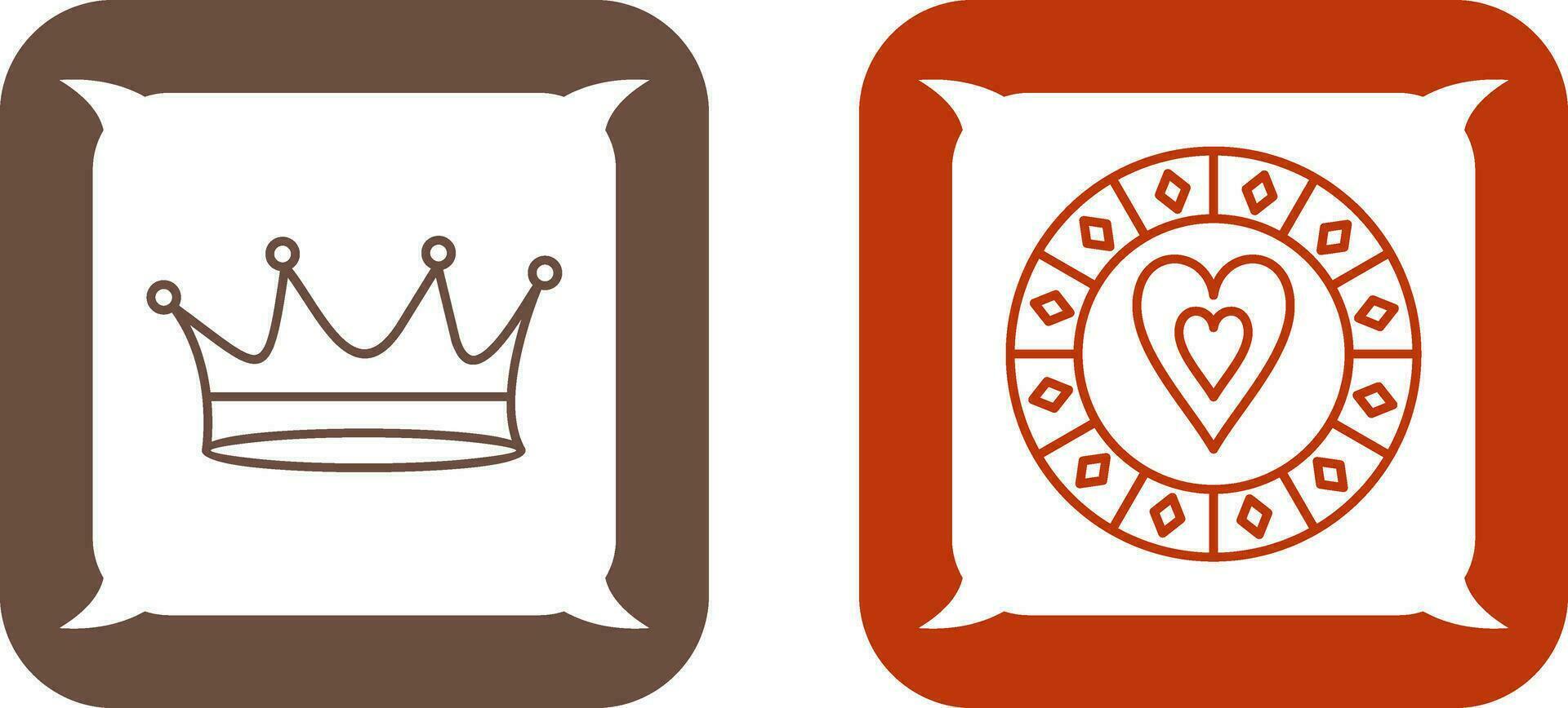 king crown and heart chip Icon vector