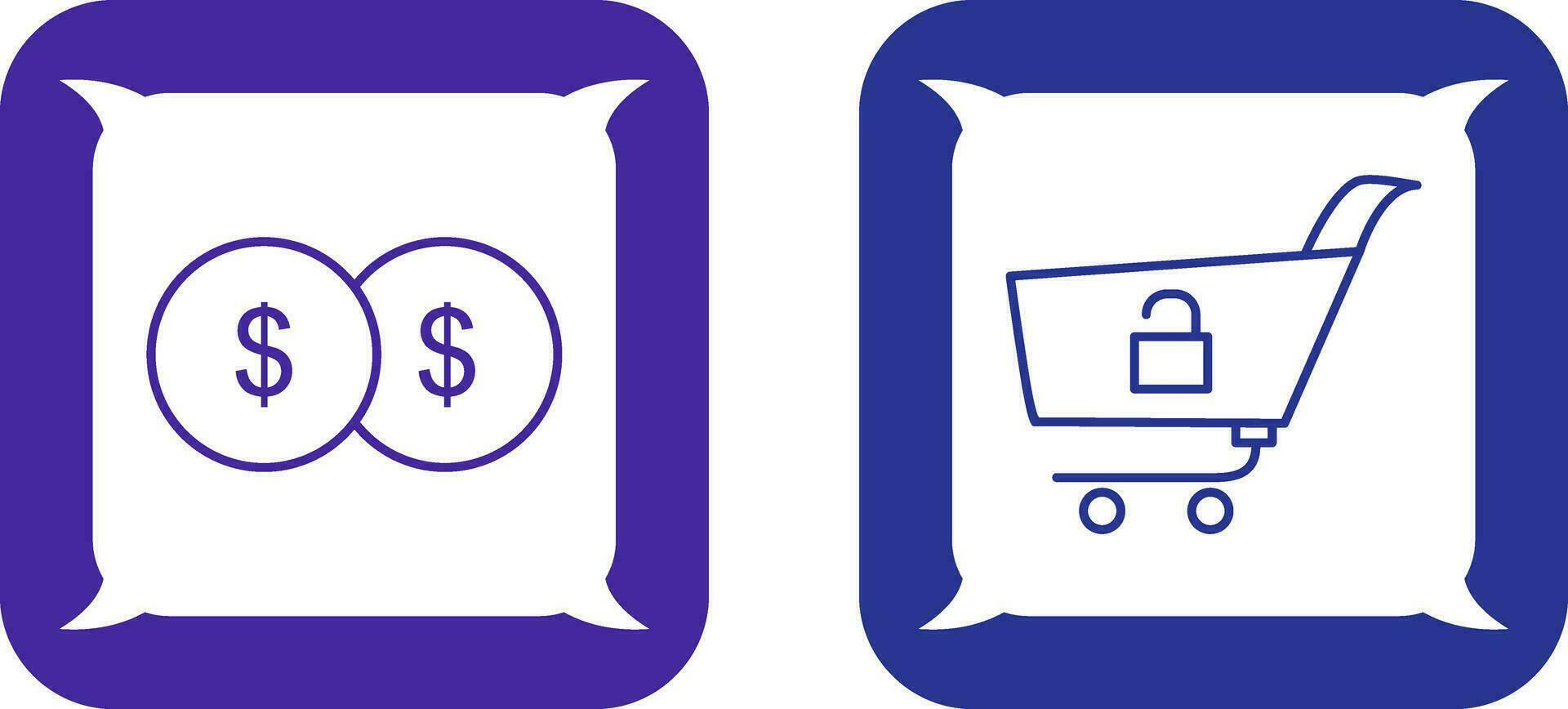 coins and unlock cart Icon vector