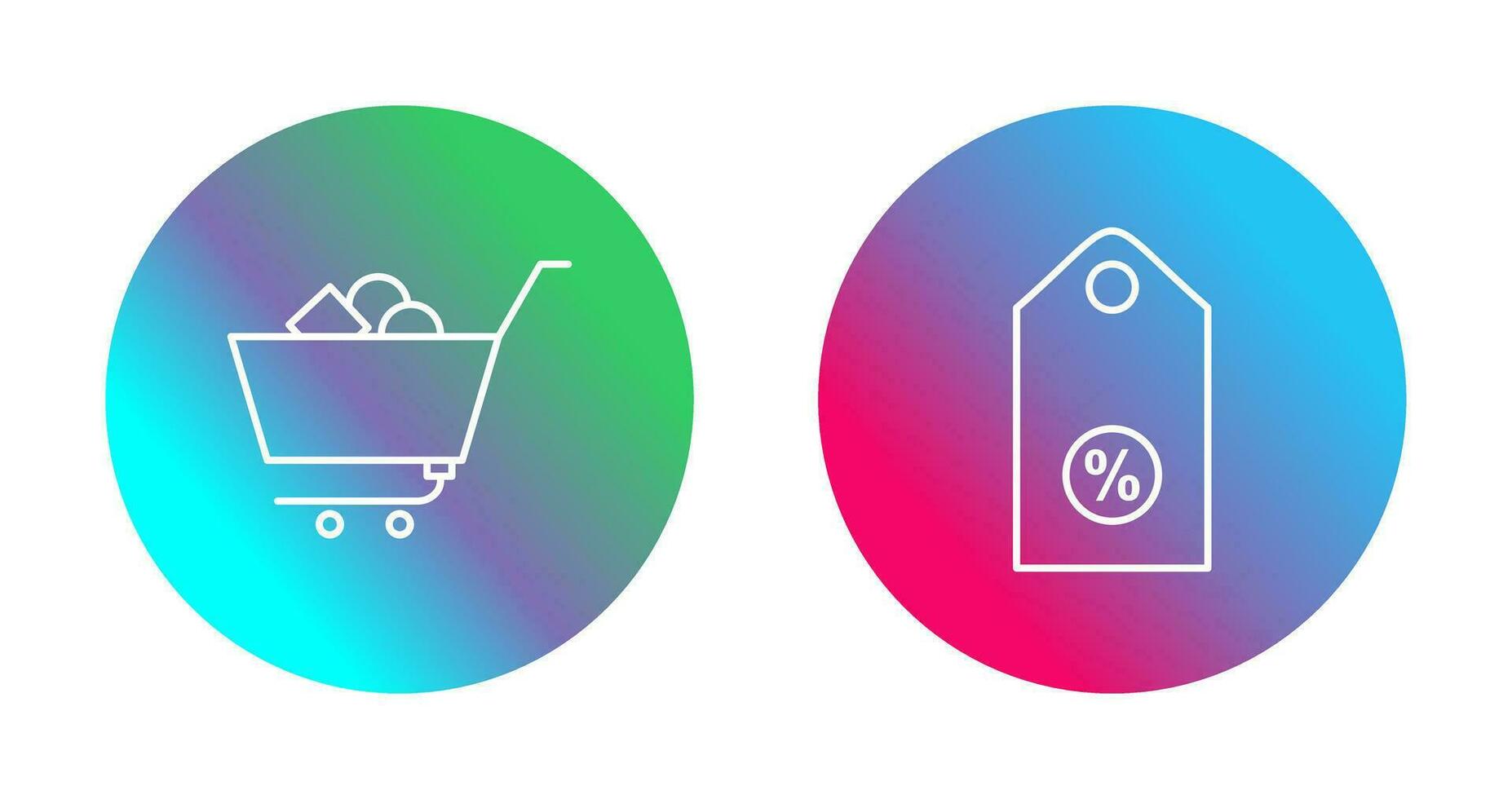 compras carro y descuento etiqueta icono vector