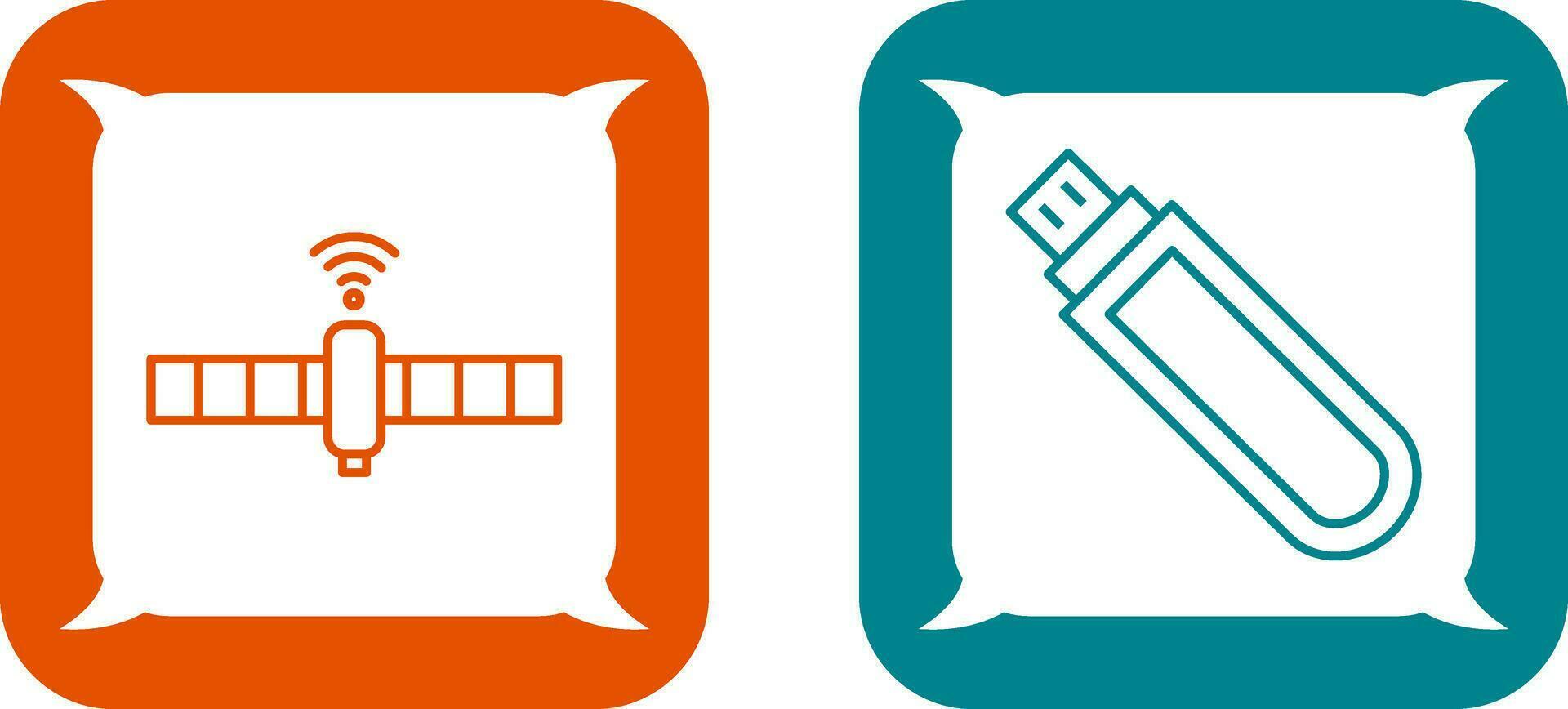 satelllite and usb drive Icon vector