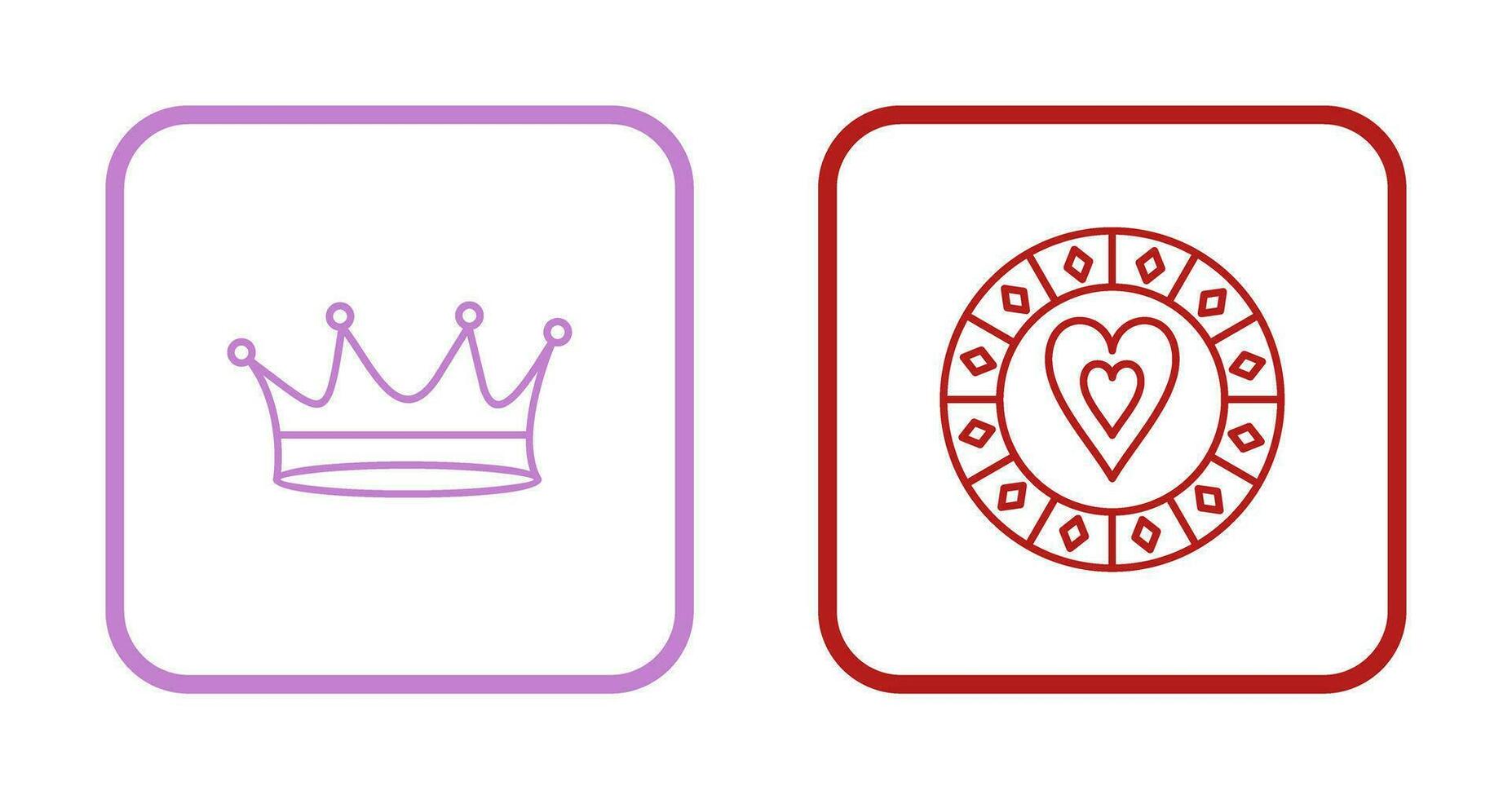 king crown and heart chip Icon vector