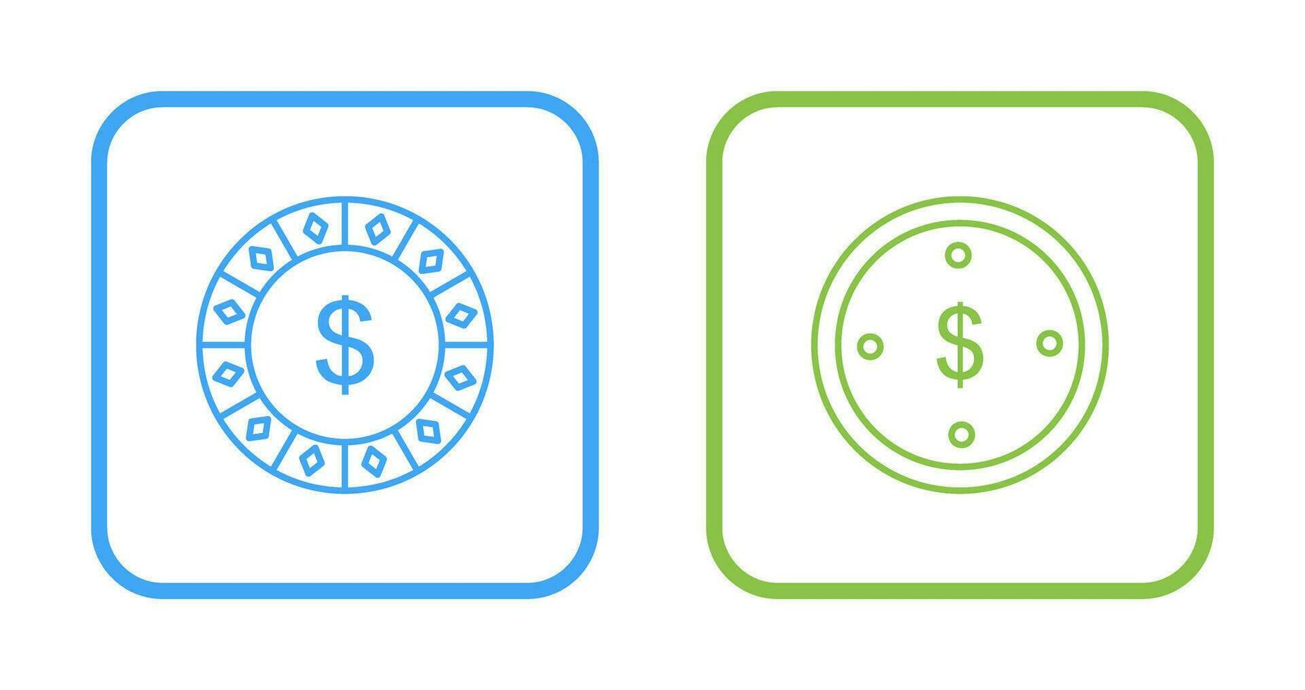 dollar chip and dolllar coin Icon vector