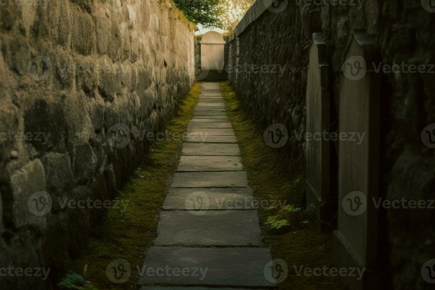 Cemetery walls with burred tombstones . Generate ai photo