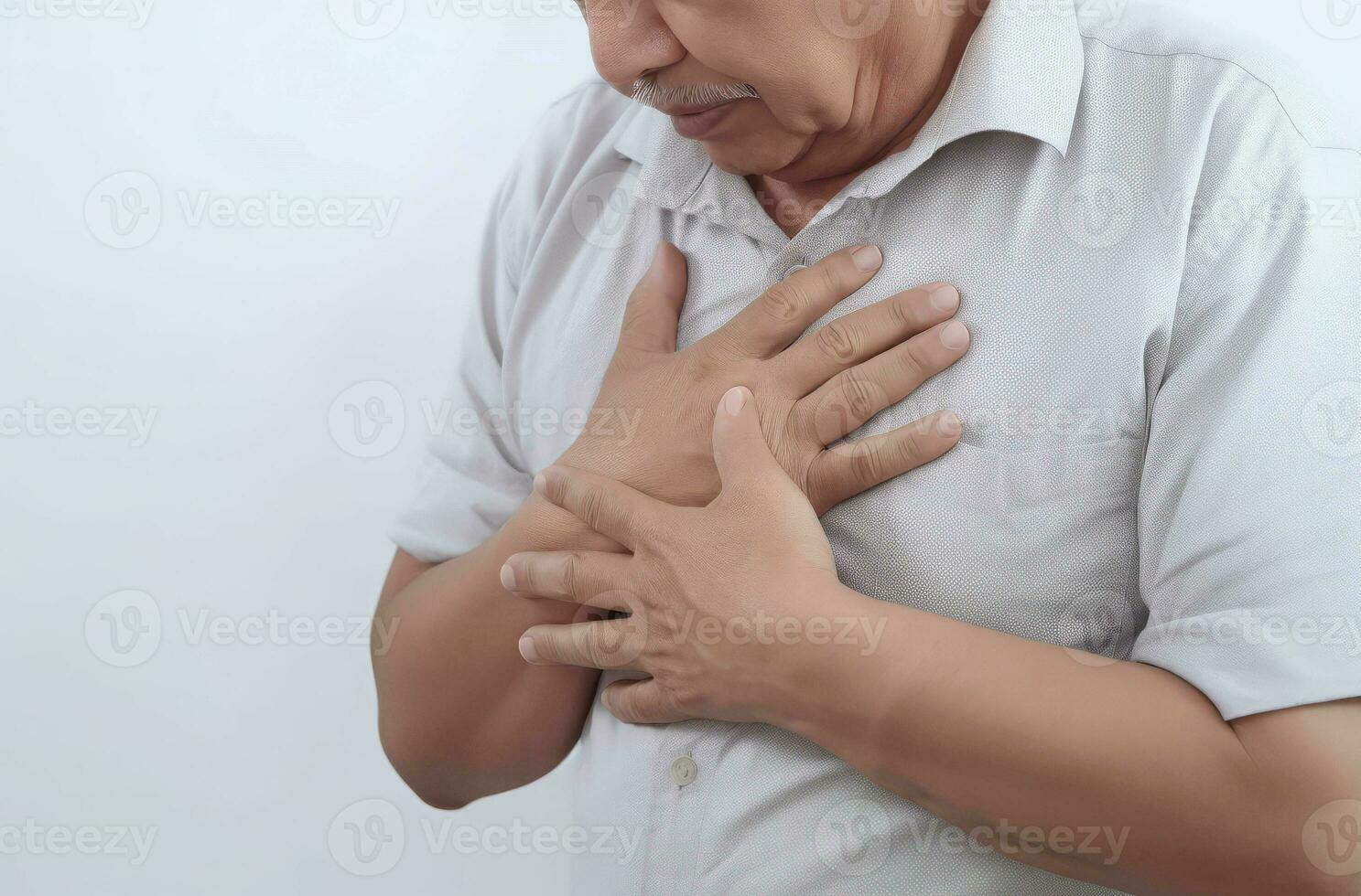 Senior man heart attack problem. Generate Ai photo