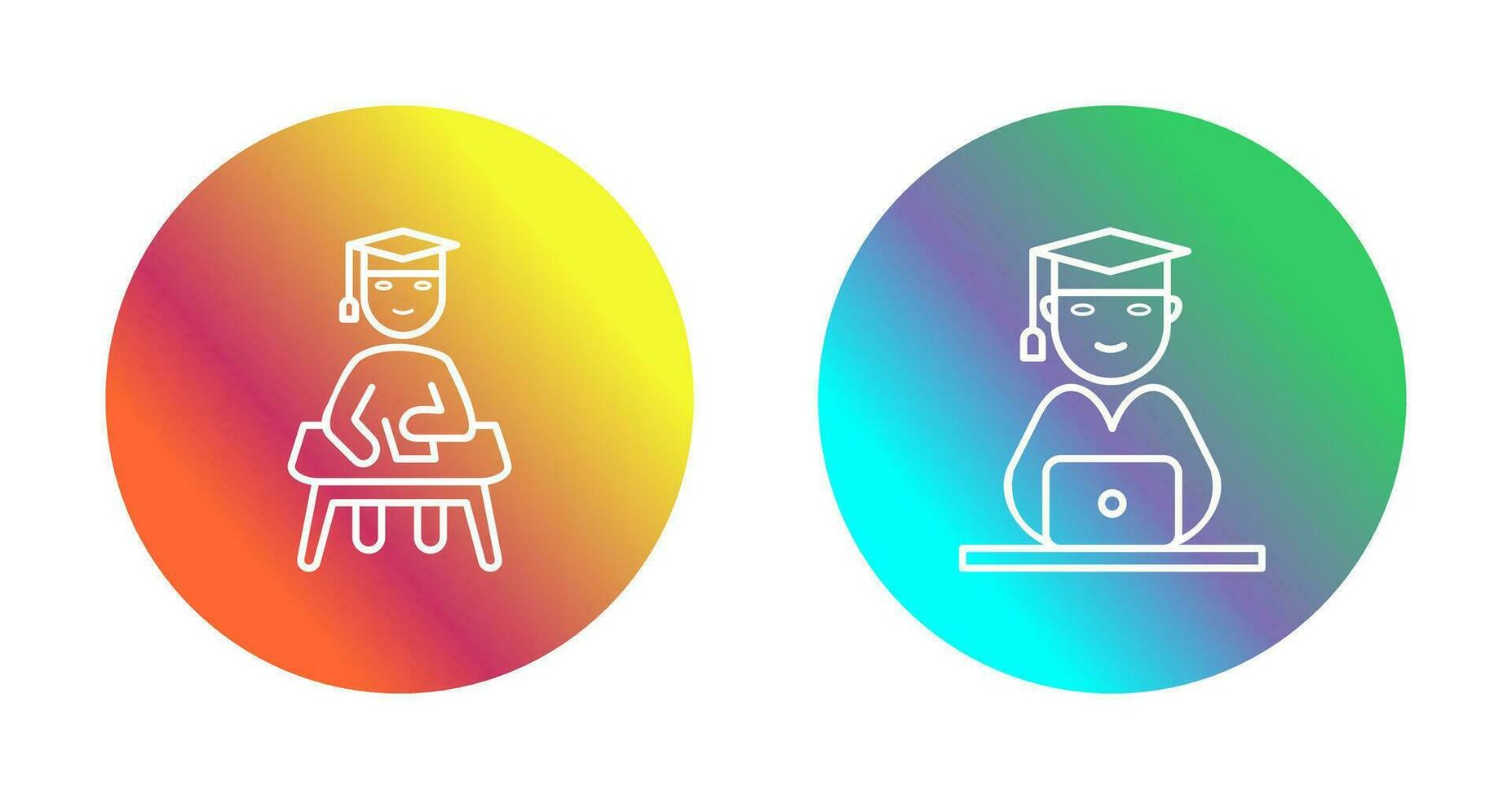 Studying on Desk and Student on Laptop Icon vector