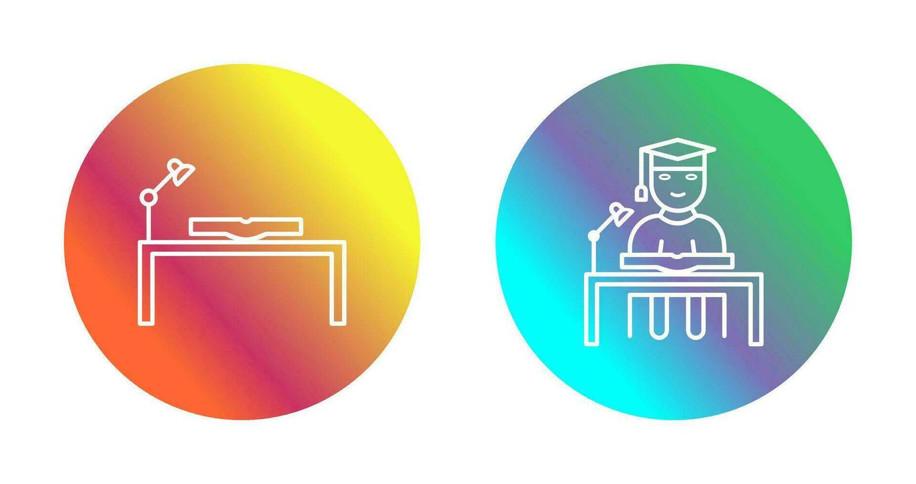 study desk and studying on desk  Icon vector