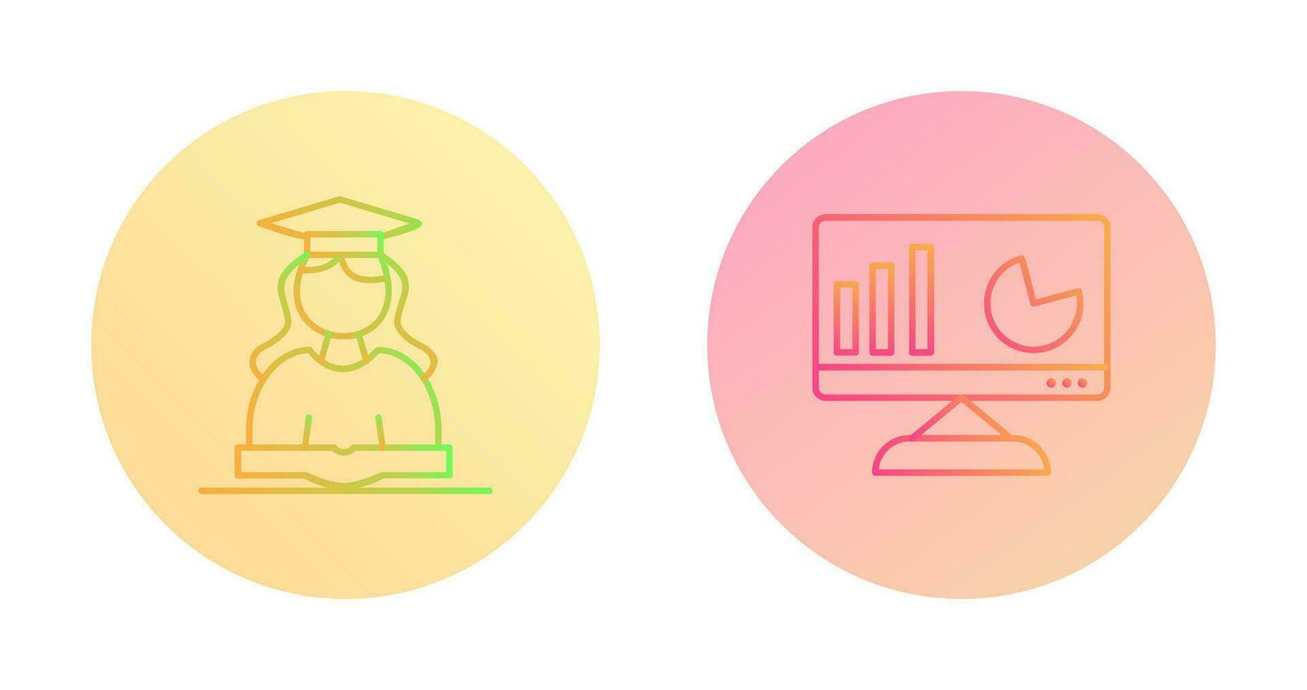 Female Student and Analytics  Icon vector